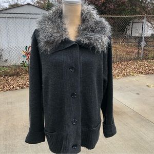 Coldwater Creek Sweater/Cardigan Faux Fur Collar